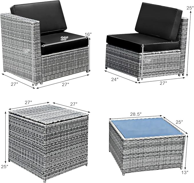 Tangkula 8 Pieces Wicker Patio Furniture Set