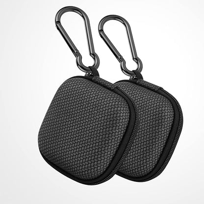 Earbud Case Hard EVA Earphone Carrying Case Cell Phone Accessories Storage Bag with Carabiner for Airpods Headset Earphone Flash Drive Charging Cable Key Wall Charger USB Adapter Cable (Black 2Pack)