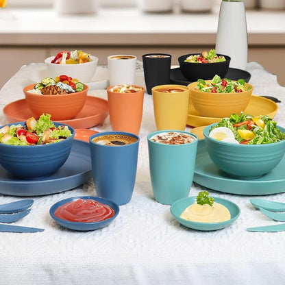 Wheat straw plates and bowls sets