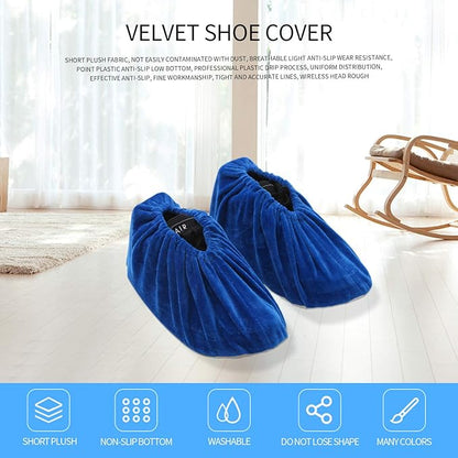5 Pairs Reusable Non Slip Shoe Covers, Premium Soft Washable Thickened Boot Shoe Covers for Household, Office, Laboratory