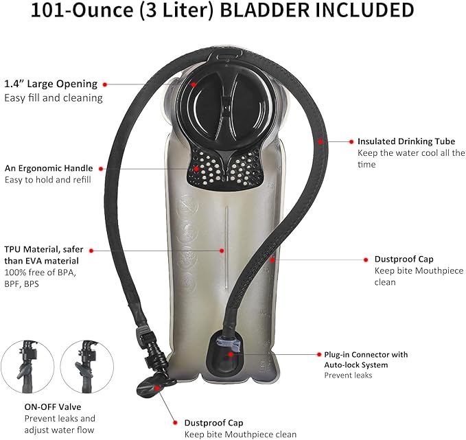 Unigear Tactical Hydration Packs Backpack 1050D with 3L Water Bladder, Thermal Insulation Pack Keeps Liquid Cool up to 4 Hours for Hiking, Cycling, Hunting and Climbing