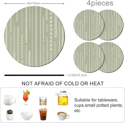 Sage Green Coasters Set of 4 Absorbent Coasters