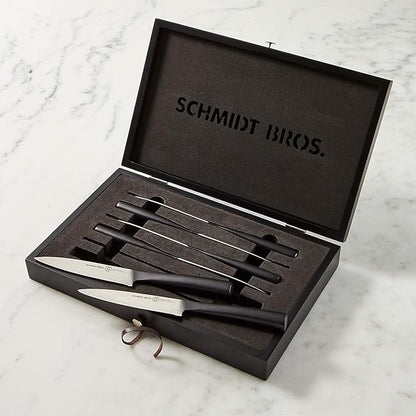 Schmidt Brothers - Carbon 6, 6-Piece Jumbo Steak Knife Set, High Carbon German Stainless Cutlery in a Wood Gift Box
