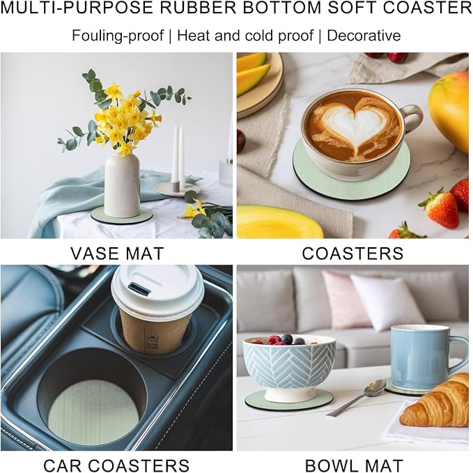 Sage Green Thin Lines Coasters Set of 4, Absorbent Coasters