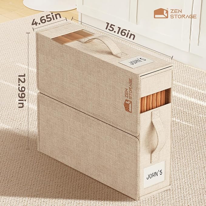 6Pack Sheet Organizers and Storage - King/Queen Size Sheet Storage Organizer with Window, Foldable & Dustproof Sheet Organizer for Linen Closet for Summer Blankets & Sheet Sets,Beige