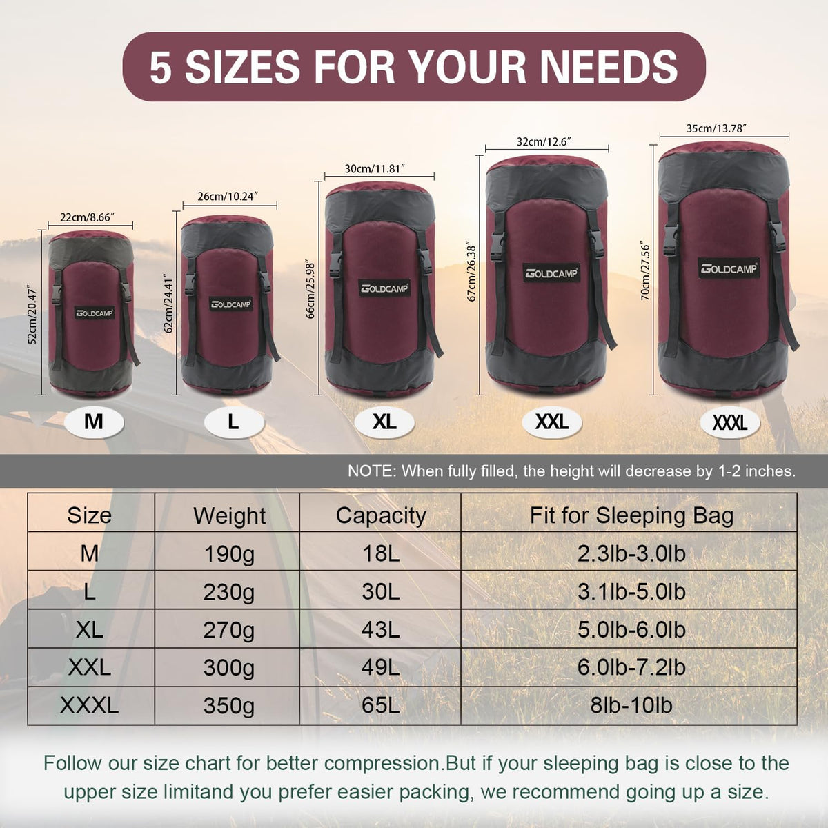 Outdoor Storage Stuff Sacks, Camping Gear Organizer (RED, XL)