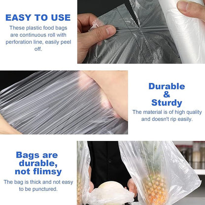 14x20 Plastic Produce Bags on a Roll - Clear Plastic Bags for Food, Vegetable, Fruits, Bread, Pet Bags and Grocery Clear Bag- 350 Bags/roll (20 Rolls)