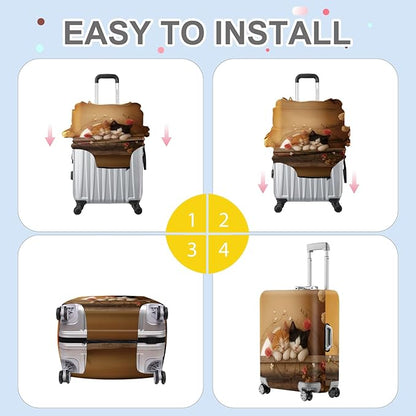 ANNA QUEEN Sleeping Cats Luggage Cover, Adorable Kitten Design with Floral Elements, Stretchable, Washable Travel Sleeve for 24-26 Inch Suitcases