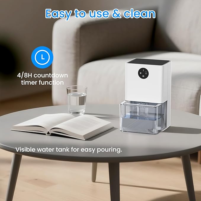 Dehumidifier, 50 OZ Small Dehumidifiers for Room for Home, Quiet with Auto Shut Off, Dehumidifiers for Bedroom (300 sq. ft), Bathroom, RV, Closet