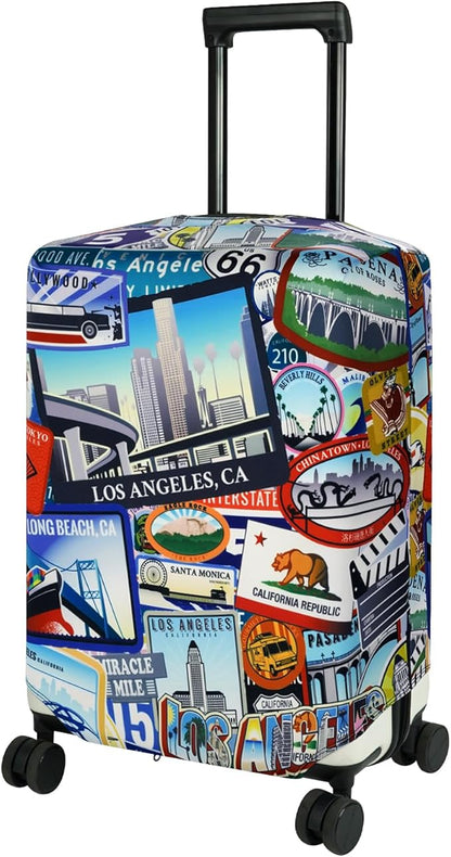 HYPER VENTURE Washable Luggage Cover - Fashion Suitcase Protector Fits 31-32 Inch Luggage (Travel Location, XL)