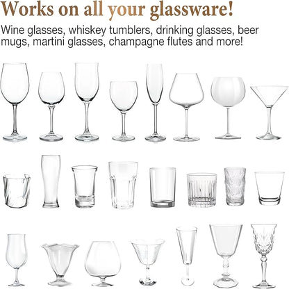 Home Glassware Polisher, World's First Affordable Spinning Glass Polisher, 600 RPM Dries & Polishes, All Glasses, Wine, Bar, Drinking, Wet/Dry, for Sparkling Glassware, White, Classic Matte