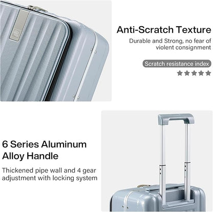 Hanke 16 Inch Underseat Carry On Suitcases with Wheels,Lightweight Hard Shell Carry on Luggage for Weekender,Top Opening Small Suitcase,Travel Luggage for Womem Men,Grey