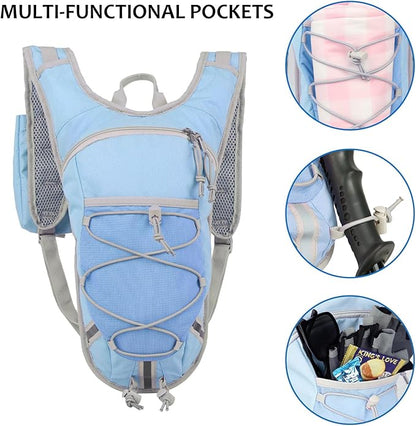 Lightweight Hydration Backpack 2L Water Bladder Pack for Running, Cycling, Hiking – Anti-Theft Water Backpack with Phone Holder, Trekking Pole Holder & Reflective Strips for Men & Women