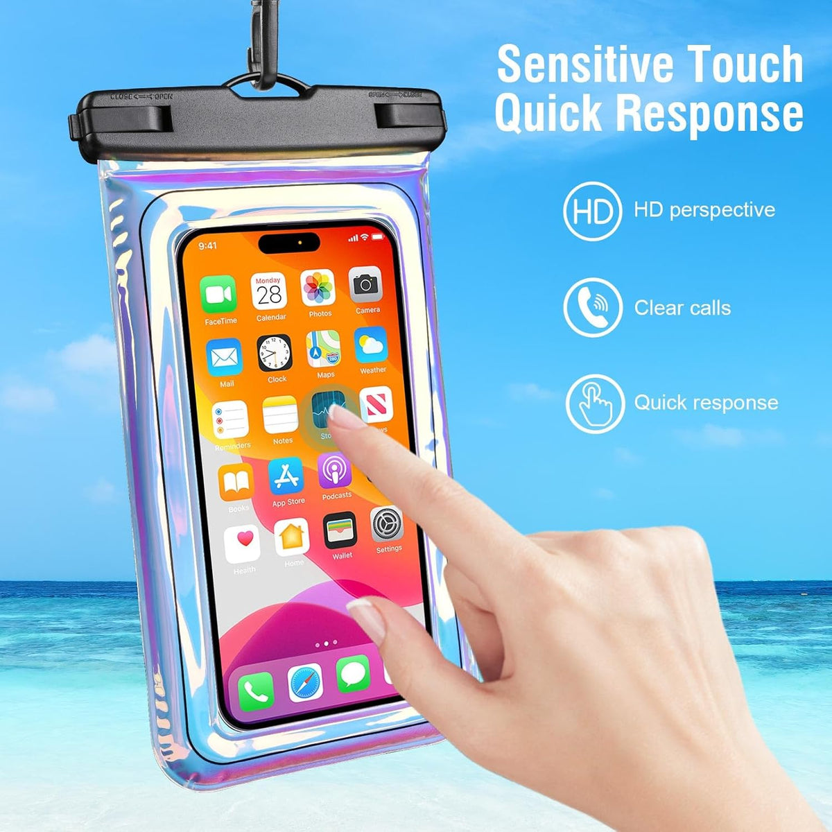 IP68 Large Floating Waterproof Phone Pouch, Water Proof Cell Phone Dry Bag, Waterproof Phone Case for iPhone Galaxy Google, Purple