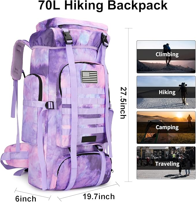 Hiking Backpack for Men 70L/100L Camping Backpack Military Rucksack Molle 3 Days Assault Pack for Climbing