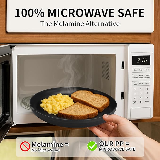 20 Piece RV & Camping Dinnerware Set, Elegant Ceramic-Look Large Bowls & Plates, Unbreakable & 100% Microwave Safe, Melamine Alternative Service for 4, Pastel