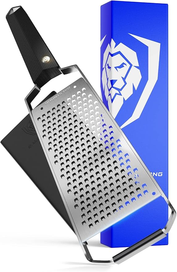 Dalstrong Professional Wide Cheese Grater - Coarse - #304 Stainless Steel Blade - G10 Handle Kitchen Shredder - w/Blade Cover - Hard/Medium Cheese, Shallots, Garlic, Ginger - NSF Certified