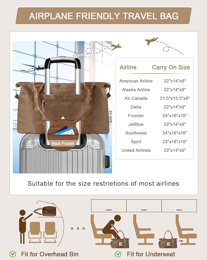 Birthday Graduation Gifts for Daughter,Initial Travel Duffel Bag Sports Gym Bag for Girls Teen Kids Birthday Gifts,Personalized Weekender Bag Carry On Tote Bags Cute Overnight Bag for Women(Brown, K)