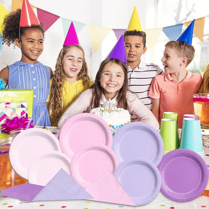 CMUSKO Butterfly Birthday Decorations-150Pcs Light Purple Pink Plates and