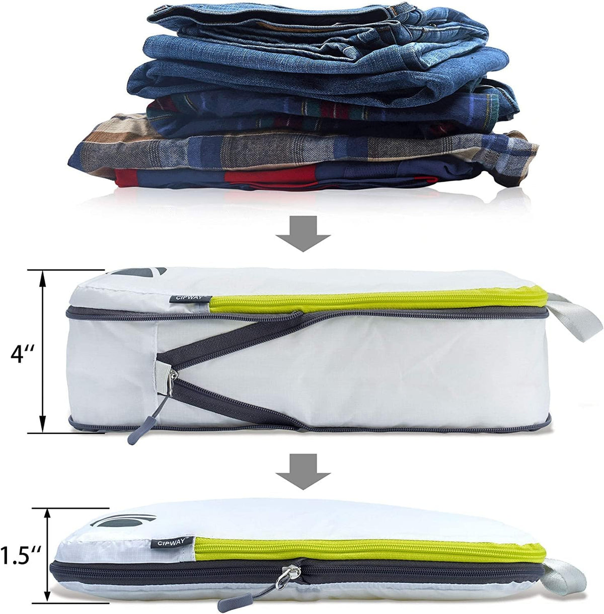Cipway Compression Packing Cubes Set, Ultralight Expandable Travel Packing Organizers for Carry on Luggage (White 3pcs)