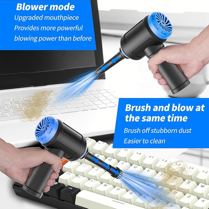 Air Duster - Computer Vacuum Cleaner - for Keyboard Cleaning - Cordless Canned Air - 110000RPM Powerful PC Cleaner(VC08)
