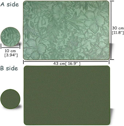 Spring Floral Pattern Placemats and Coasters Set, Embossed Flower Dinner Table
