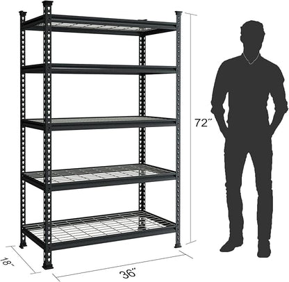 WORKPRO 5-Tier Metal Garage Shelving Unit, 36”W x 18”D x 72”H Storage Shelves, Adjustable Storage Rack Heavy Duty Shelf, 4000 lbs Load Capacity (Total), for Garage, Kitchen, Bathroom, Warehouse