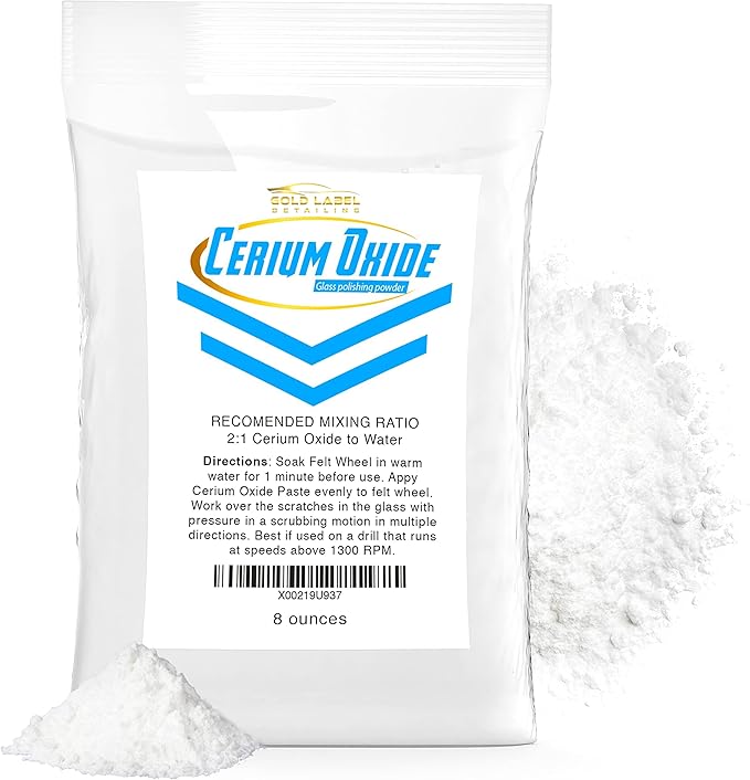 Optical Grade Cerium Oxide 8oz Glass Repair Powder | Glass Window and Windshield Repair
