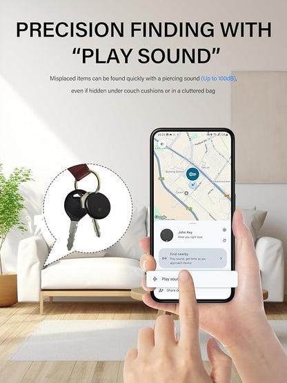 Android Tracker Tags, Works with Google's Find Hub App (Android only), Key Finder Item Locator Tracking Device Smart Tags for Luggage, Wallet, Vehicles, Keys (Black, 2 Pack)