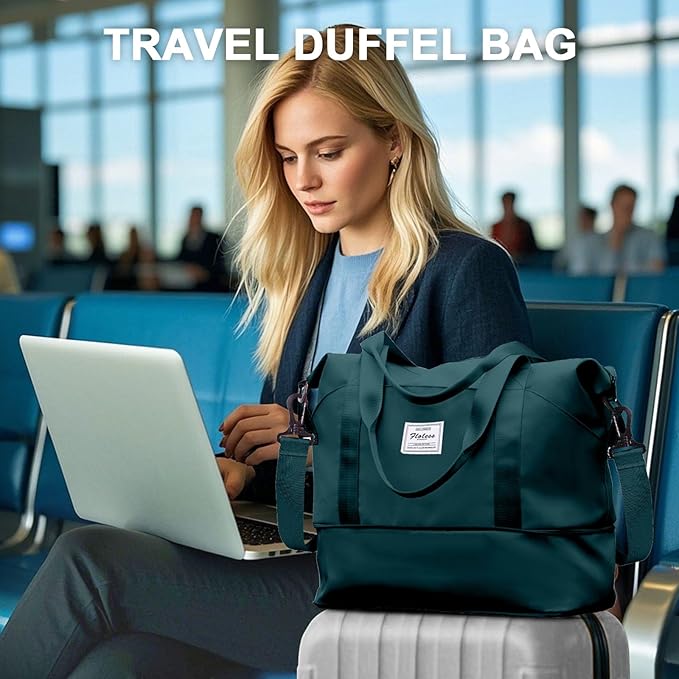 Travel Duffel Bag, Sports Tote Gym Bag, Shoulder Weekender Overnight Bag for Women