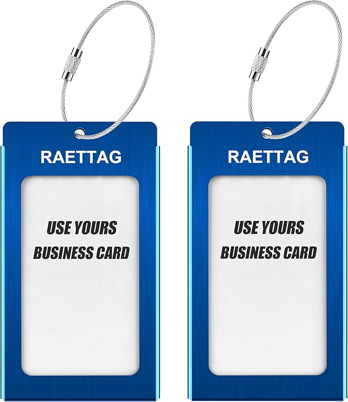 Luggage Tags Metal Suitcase Tags Travel Bag ID Identifier Luggage Tag (2Pack - Blue)