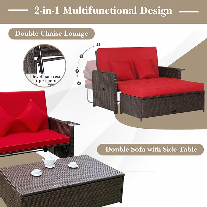 Tangkula Patio Rattan Daybed
