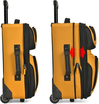 U.S. Traveler Lightweight Rolling 20" Carry On Luggage Softside Suitcase, Orange, 2 Wheel Single