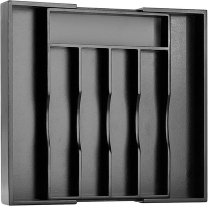 Bellsal Black Silverware Organizer Kitchen Drawer Organizer Expandable Bamboo Utensil Holder Cutlery Tray for Kitchen Utensil and Flatware Bedroom Office