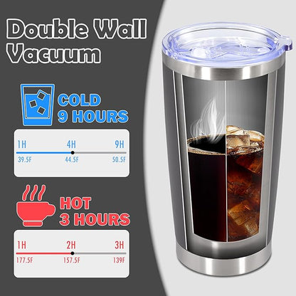 20oz Tumbler Stainless Steel Tumbler Cup with Lid Vacuum Insulated Double Wall Travel Mug, Durable Powder Coated Travel Coffee Tumbler Mug for Hot & Cold Drinks, Grey,1 Pack