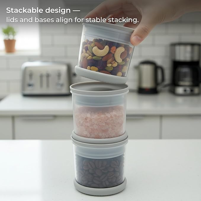 Under-Shelf Spice Rack with 3 Airtight Jars, Measuring Lids, Space-Saving Hanging Organizer for Salt, Sugar & Spices