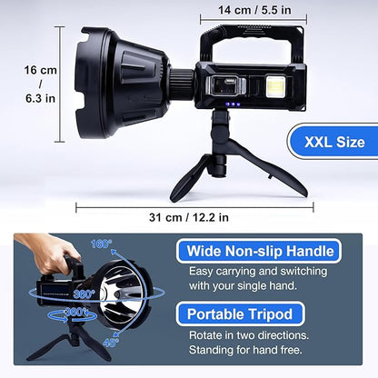 Rechargeable Spotlight Flashlight, Peascat 3, 000L Lumens LED Handheld Spot