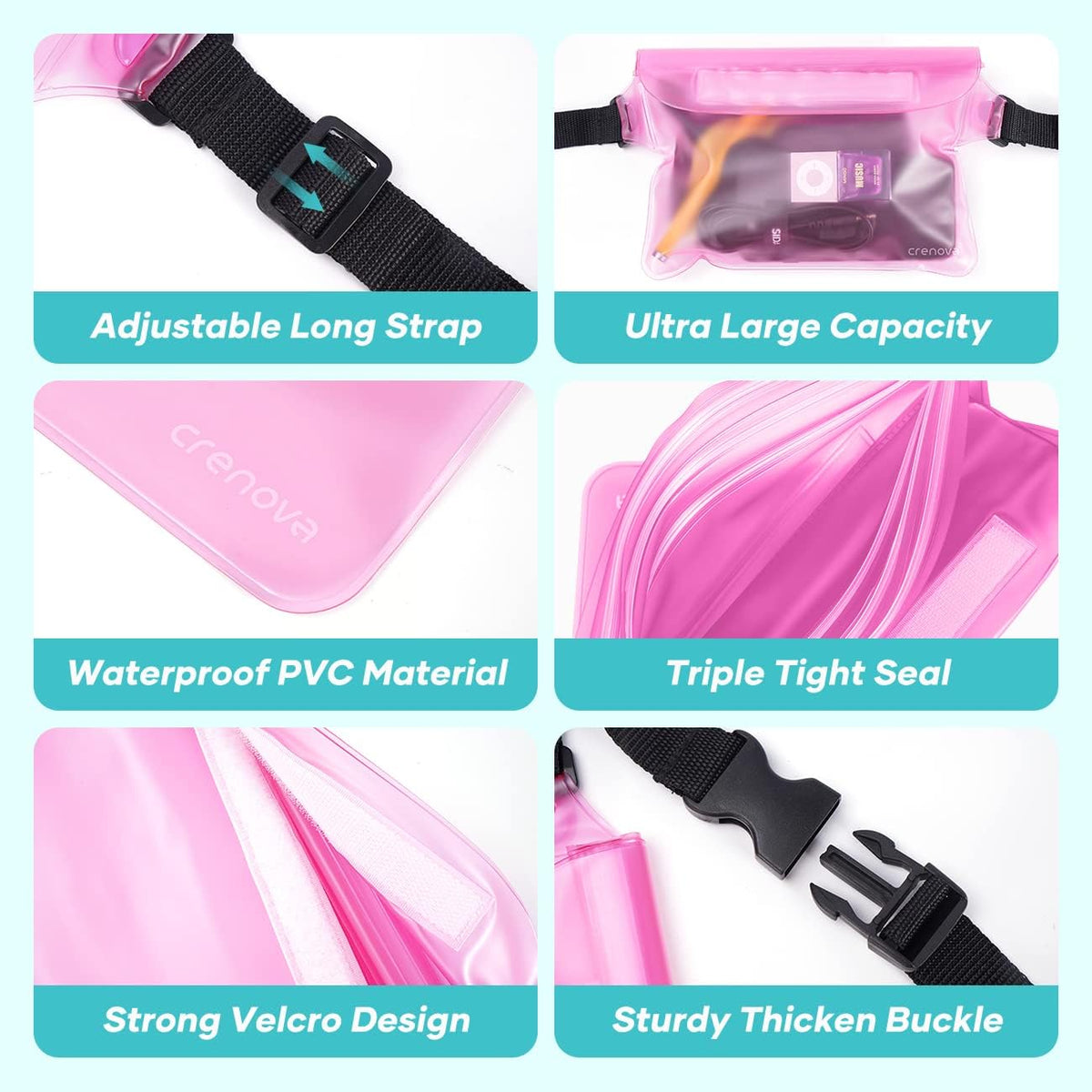 Waterproof Fanny Packs for Women, Sandproof Dry Bag for Beach, Water proof Pouch for Phone Passport Purse, Floating Waterproof Bags for Cruise Travel Water Park Boating Fishing Diving Surfing Kayaking