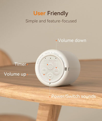 Dreamegg Sound Machine - Portable Sound Machine for Baby%Adults, 16 Soothing Sounds, Timer, Travel Mini White Noise Sound Machine for On-The-go Home Baby Shower Registry Gift, 2 Pack, White&Black