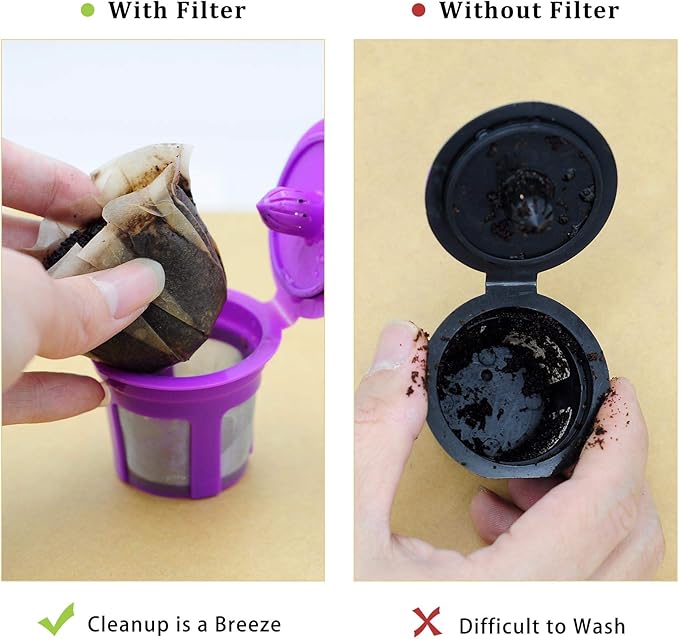 Disposable Coffee Filter Paper for Keurig Brewers Single Serve 1.0 and 2.0, 200 Count Replacement Coffee Filter Paper Liner Compatible with All Reusable K Cup Coffee Pod, Refillable Capsule, White