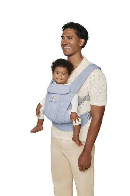 Ergobaby Omni Deluxe Baby Carrier Newborn to Toddler - Breathable Baby Carriers for Summer - All-Position Carrier with Enhanced Lumbar Support & Airflow (7-45 Pounds), Mesh, Serene Blue