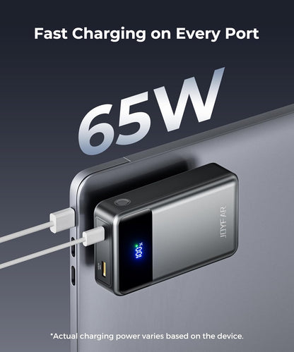 Portable Charger Power Bank - 30000mAh 65W Laptop Travel Essentials Battery Pack USB C Built in Cable Phone Fast Charging Compatible with iPhone 16 15 14 13 iPad MacBook Samsung Google (Black)
