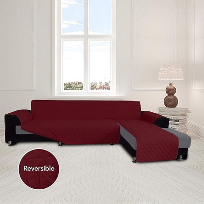 Easy-Going Sofa Slipcover L Shape Sofa Cover Sectional Couch Cover Furniture Protector Mat for Pets Dog Cat (Small, Christmas Red/Christmas Red)