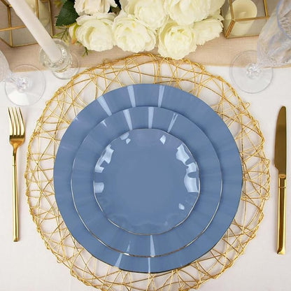 Efavormart 10 Pack | Dusty Blue 6" Round Plastic Dessert Salad Plates,
