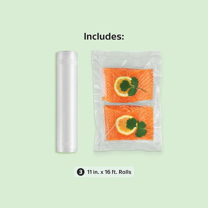 FoodSaver Custom Fit Vacuum Sealer Bags, Airtight Food Storage and Sous Vide Rolls, BPA-Free, 11 x 16' (Pack of 18)