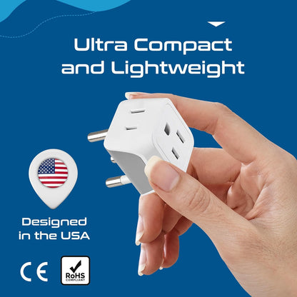 Ceptics Thailand Travel Adapter with Dual Usa Input (Type O) Ultra Compact - 3 Pack - Safe Grounded Perfect for Cell Phones, Laptops, Camera Chargers and More (CT-18)