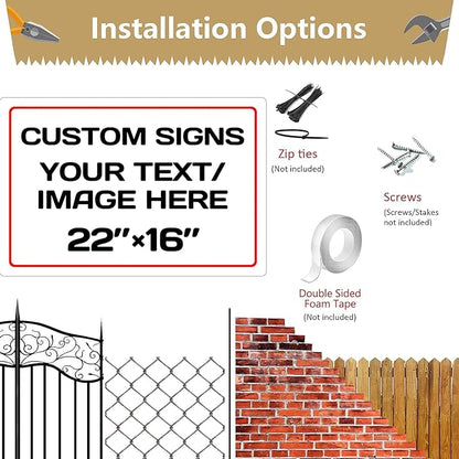 Personalized Aluminum Weatherproof Metal Signs - Multiple Sizes, Custom Text & Picture, Hazard, Garden, Custom Door Signs