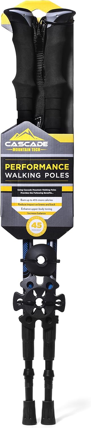 Cascade Mountain Tech Lightweight Aircraft-Grade Aluminum Trekking Poles with Extended Down Grip Plus Tip Kit