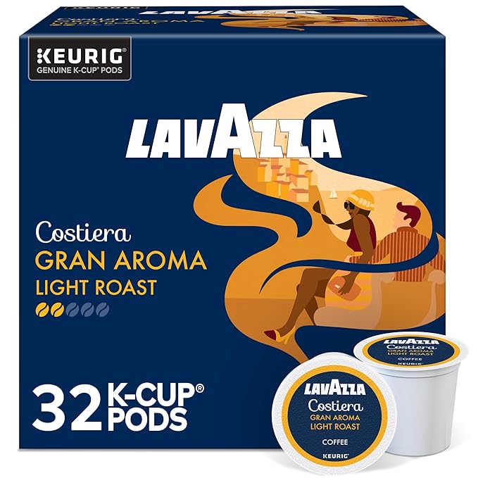 Lavazza Costiera Gran Aroma, Single-Serve Keurig K-Cup Pods, Light Roast Coffee, 32-Count Box