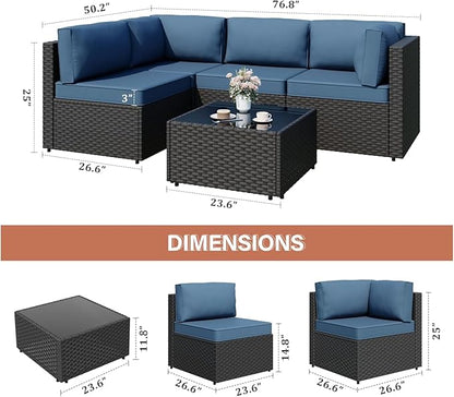 JAMFLY Patio Furniture Sets, 6-Piece Outdoor Patio Furniture